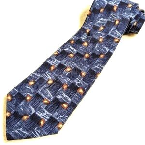 Vintage 1980's Men's 100% Italian Silk Abstract Squares Motif Tie